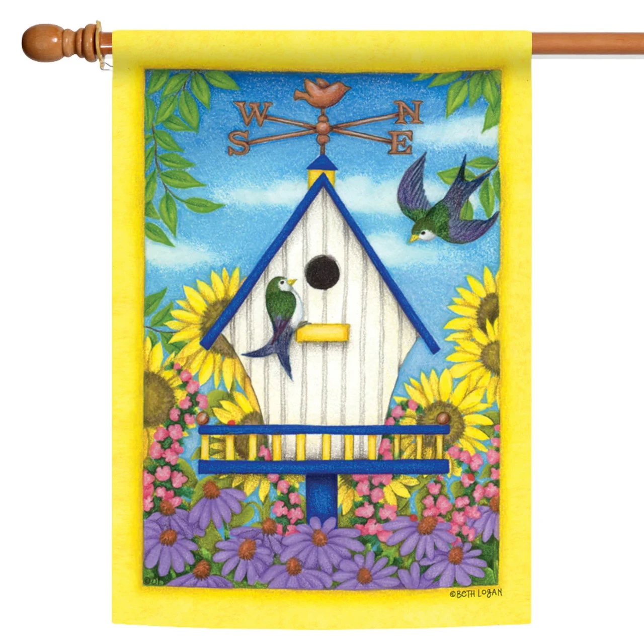 Sunflower And Weathervane Swallowtail Outdoor House Flag 40" X 28" 1 Sunflower And Weathervane Swallowtail Outdoor House Flag 40" X 28"