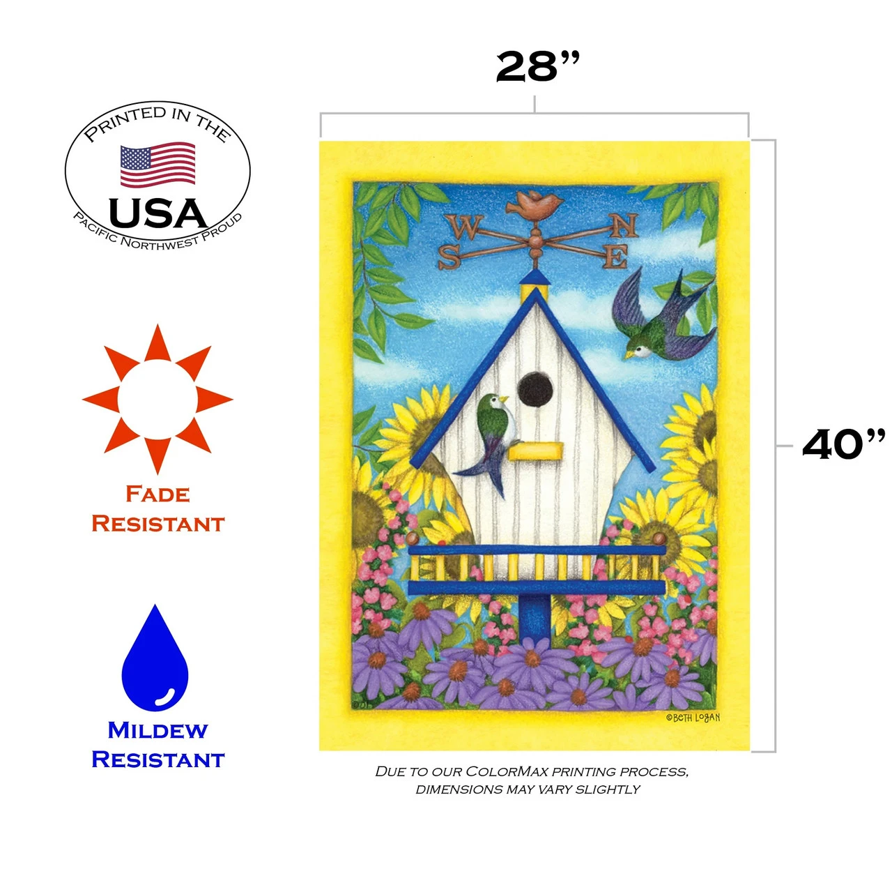 Sunflower And Weathervane Swallowtail Outdoor House Flag 40" X 28" 3 Sunflower And Weathervane Swallowtail Outdoor House Flag 40" X 28" - Image 3