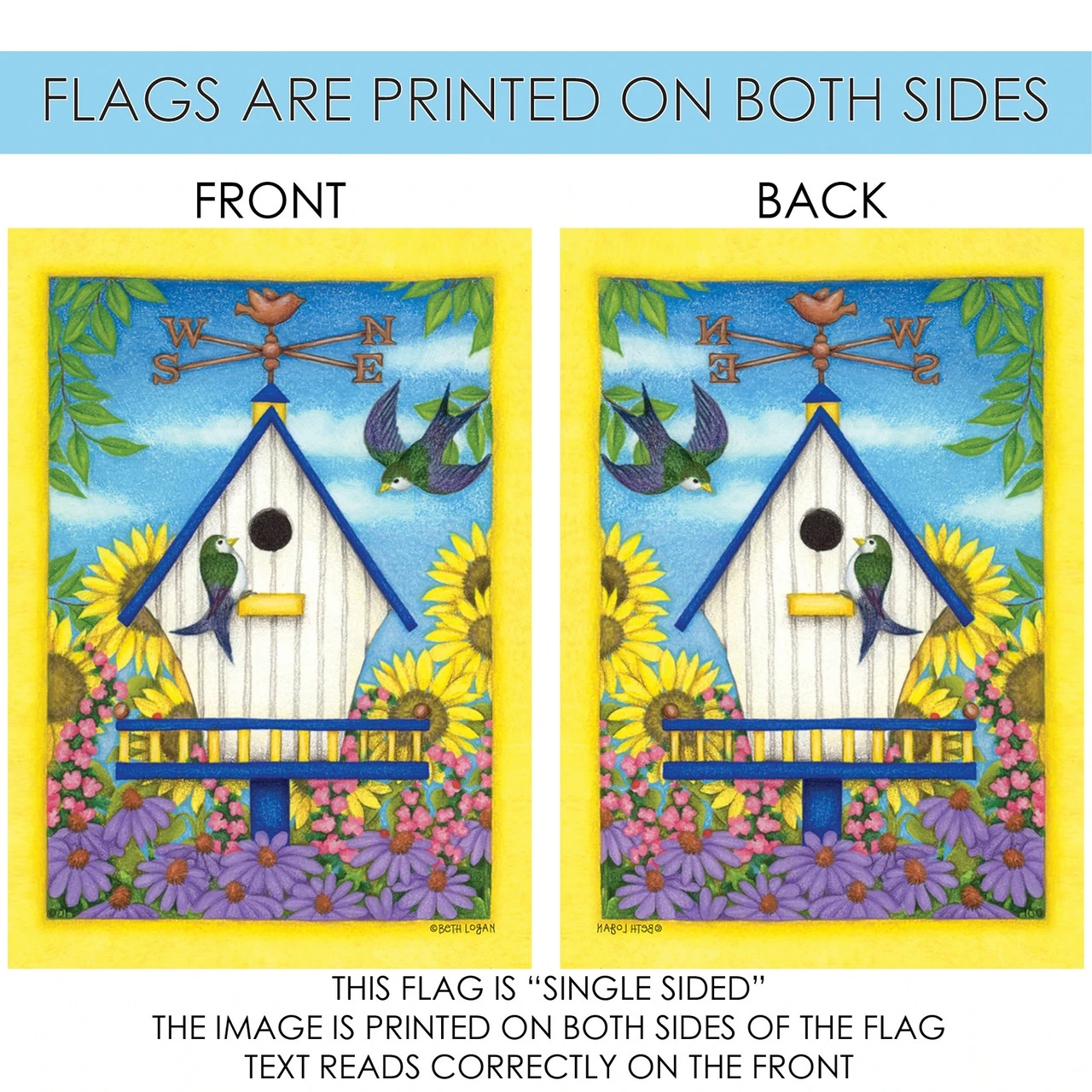 Sunflower And Weathervane Swallowtail Outdoor House Flag 40" X 28" 4 Sunflower And Weathervane Swallowtail Outdoor House Flag 40" X 28" - Image 4