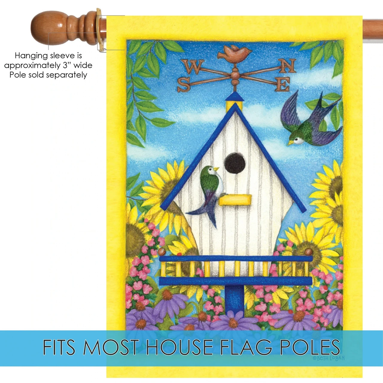 Sunflower And Weathervane Swallowtail Outdoor House Flag 40" X 28" 5 Sunflower And Weathervane Swallowtail Outdoor House Flag 40" X 28" - Image 5