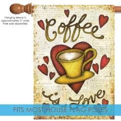 Hearts And A Mug 'Coffee Is Love' Outdoor House Flag 40" X 28" -PatioVibe Shop 109756 5 30886.1682374943