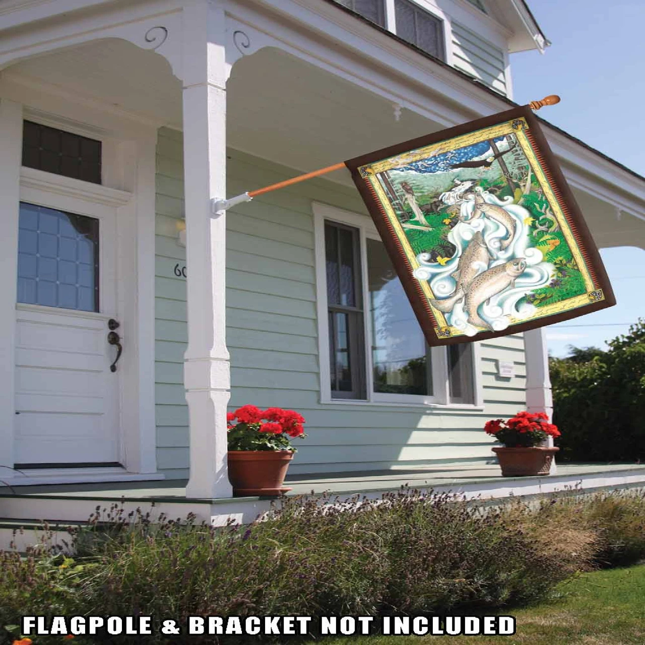 Salmon Journey Outdoor House Flag 40" X 28" 2 Salmon Journey Outdoor House Flag 40" X 28" - Image 2