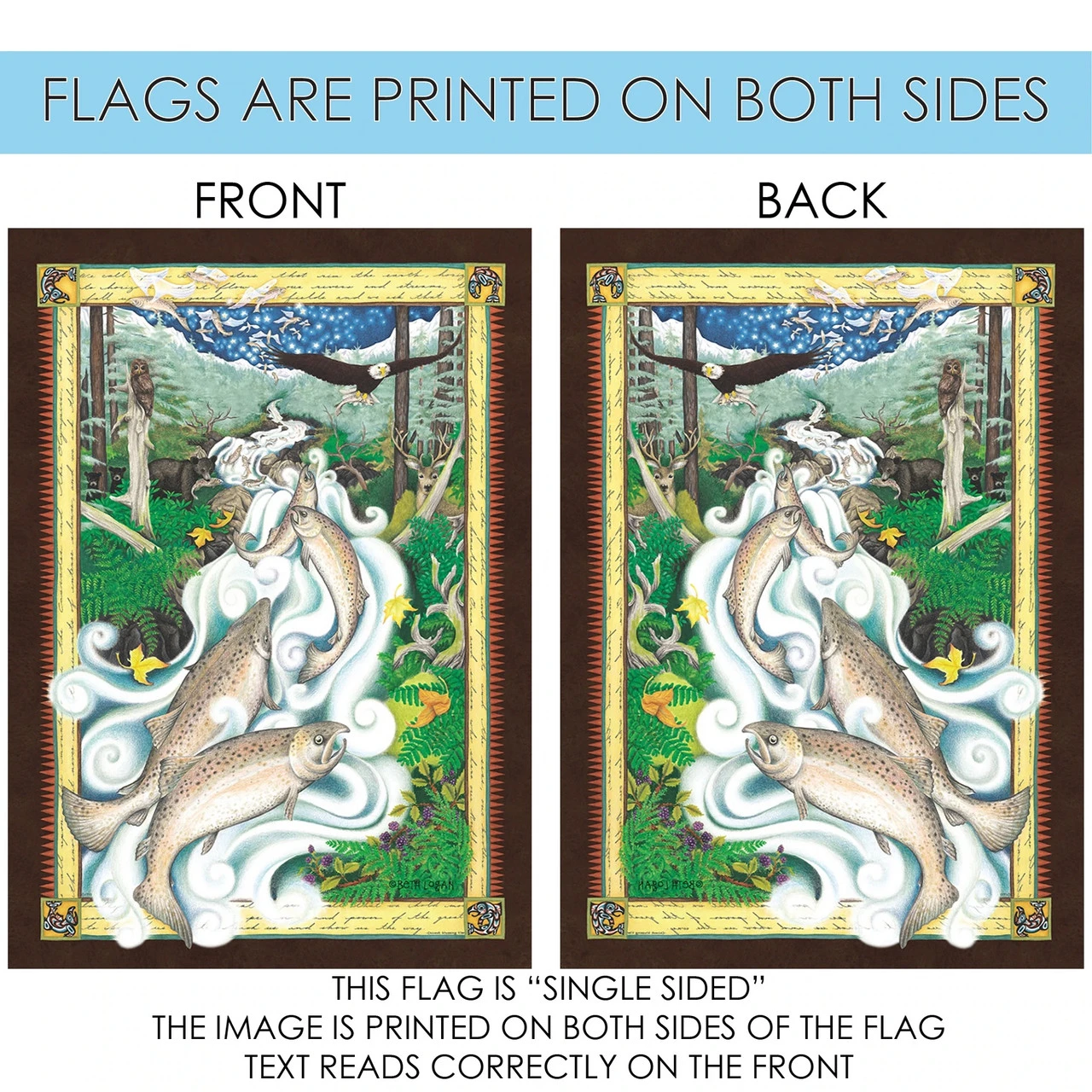 Salmon Journey Outdoor House Flag 40" X 28" 4 Salmon Journey Outdoor House Flag 40" X 28" - Image 4