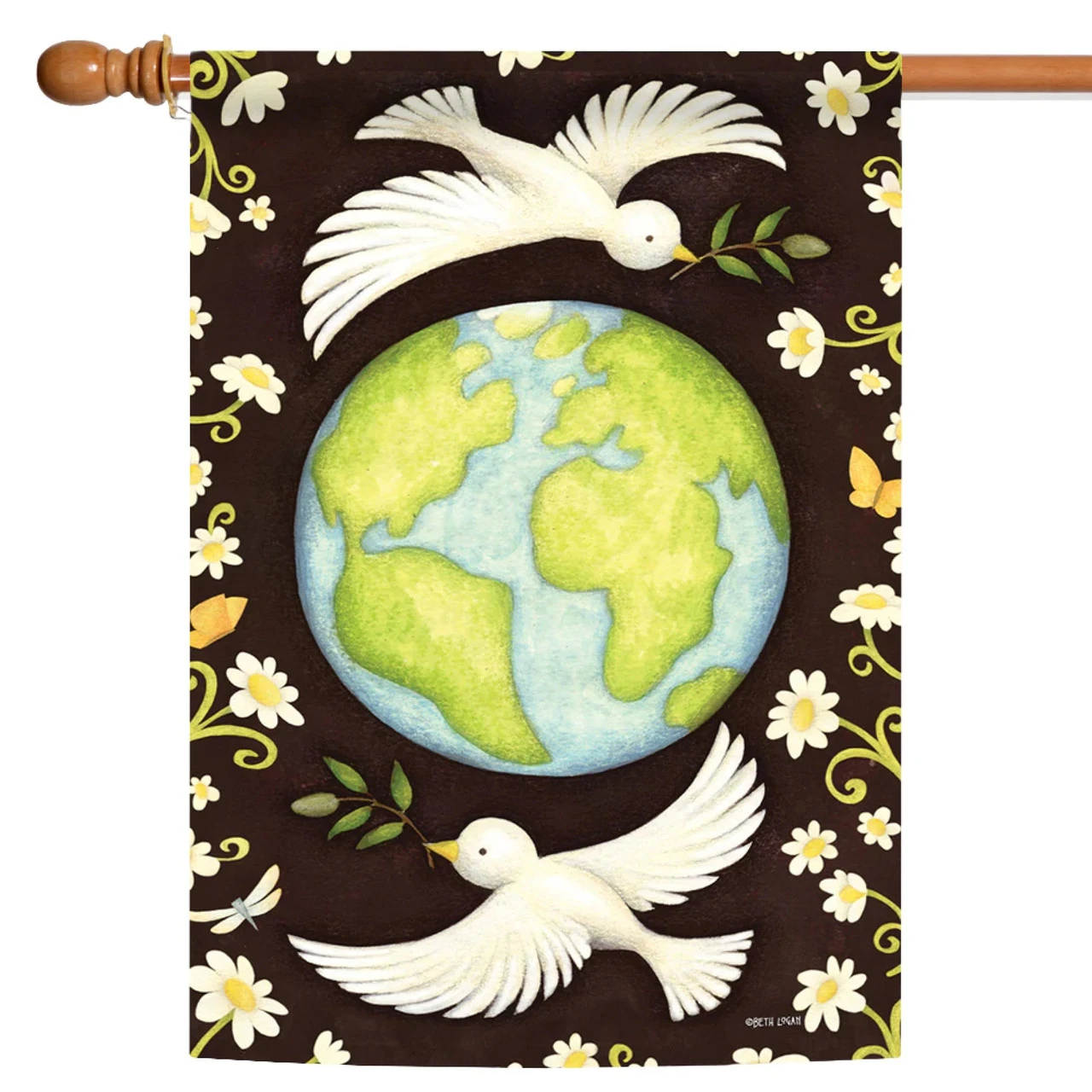 The Two Doves Outdoor House Flag 40" X 28" 1 The Two Doves Outdoor House Flag 40" X 28"