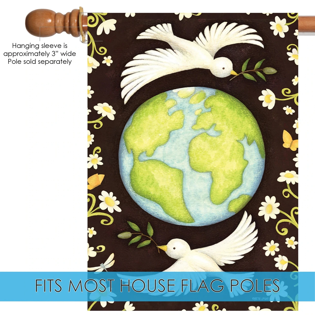 The Two Doves Outdoor House Flag 40" X 28" 5 The Two Doves Outdoor House Flag 40" X 28" - Image 5