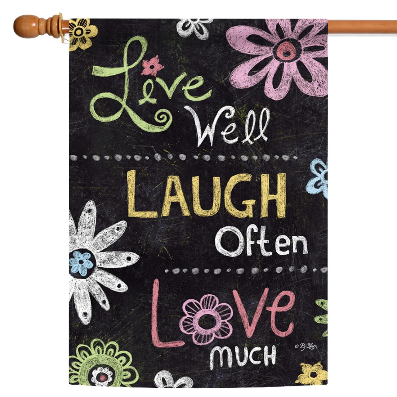 Inspirational "Live Laugh Love" Chalkboard Outdoor House Flag 40" X 28" 1 Inspirational "Live Laugh Love" Chalkboard Outdoor House Flag 40" X 28"