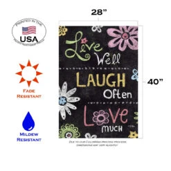 Inspirational "Live Laugh Love" Chalkboard Outdoor House Flag 40" X 28" 7 Inspirational "Live Laugh Love" Chalkboard Outdoor House Flag 40" X 28" -PatioVibe Shop 109798 3 05940.1682374809