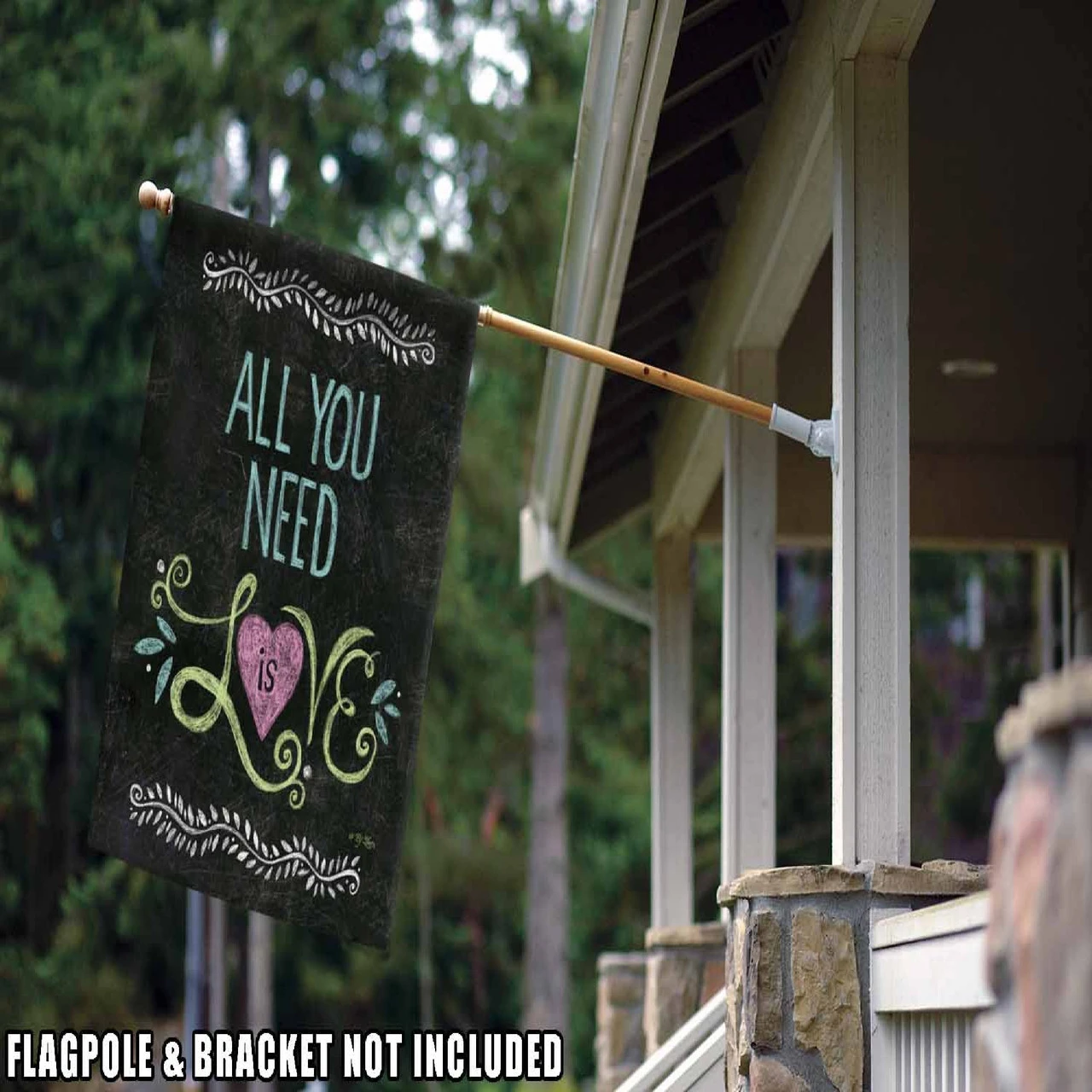 Inspirational "All You Need Is Love" Chalkboard Outdoor House Flag 40" X 28" 2 Inspirational "All You Need Is Love" Chalkboard Outdoor House Flag 40" X 28" - Image 2