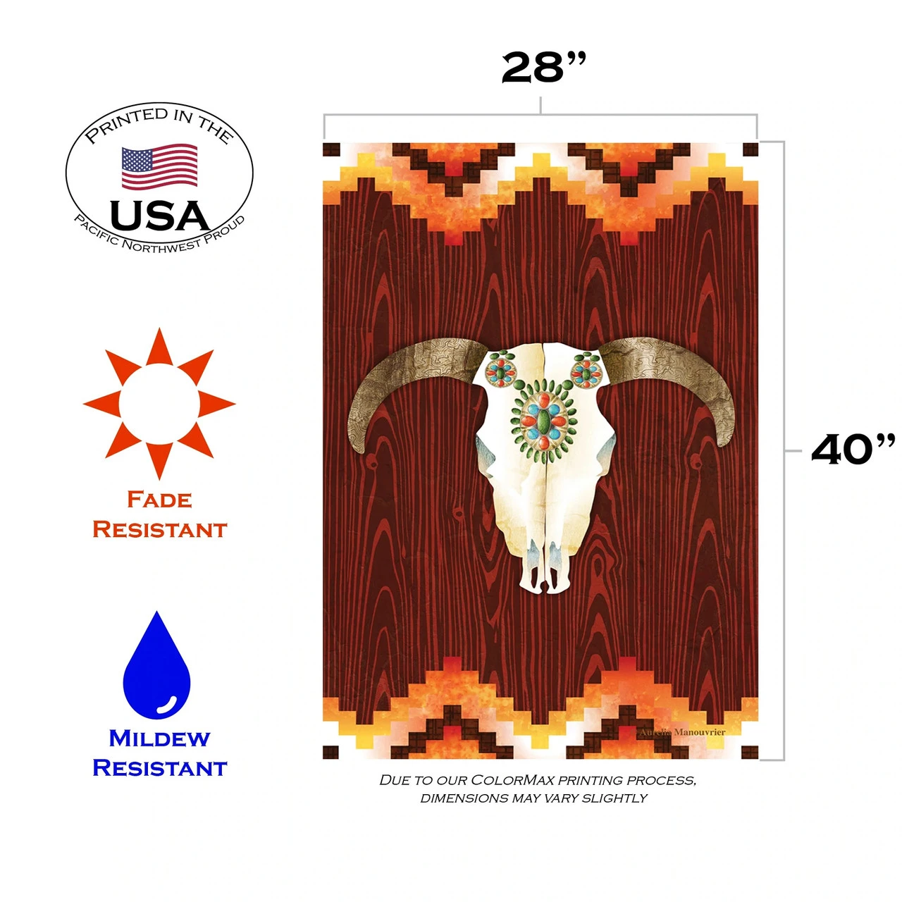 Southwestern Skull Outdoor House Flag 40" X 28" 3 Southwestern Skull Outdoor House Flag 40" X 28" - Image 3