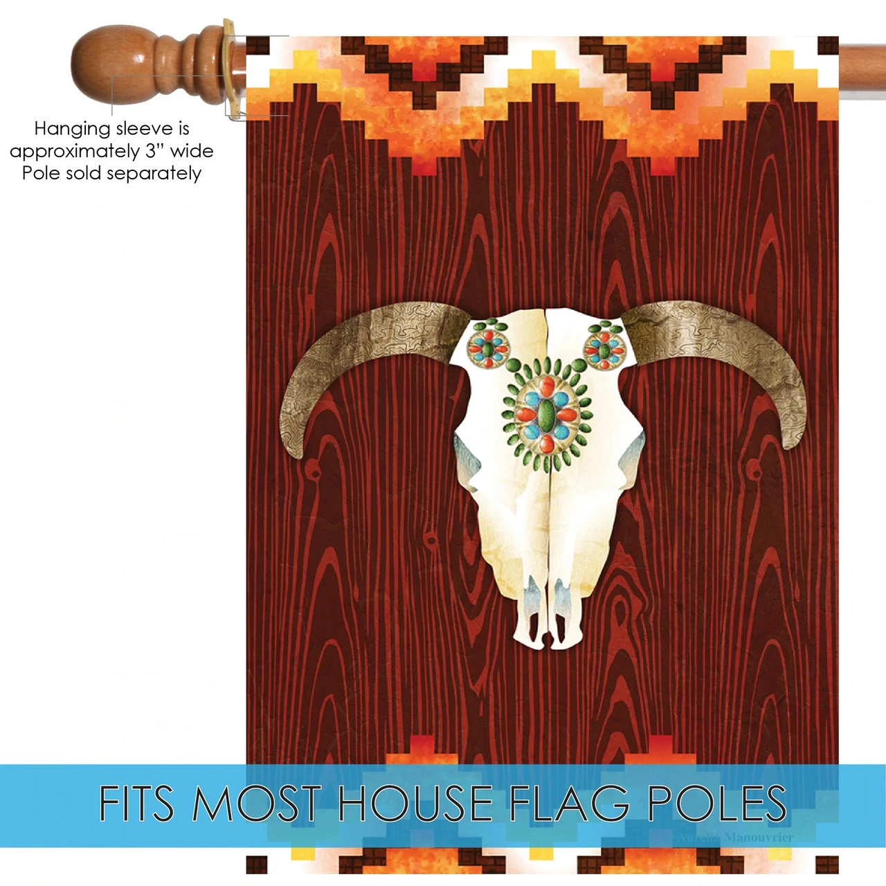 Southwestern Skull Outdoor House Flag 40" X 28" 5 Southwestern Skull Outdoor House Flag 40" X 28" - Image 5