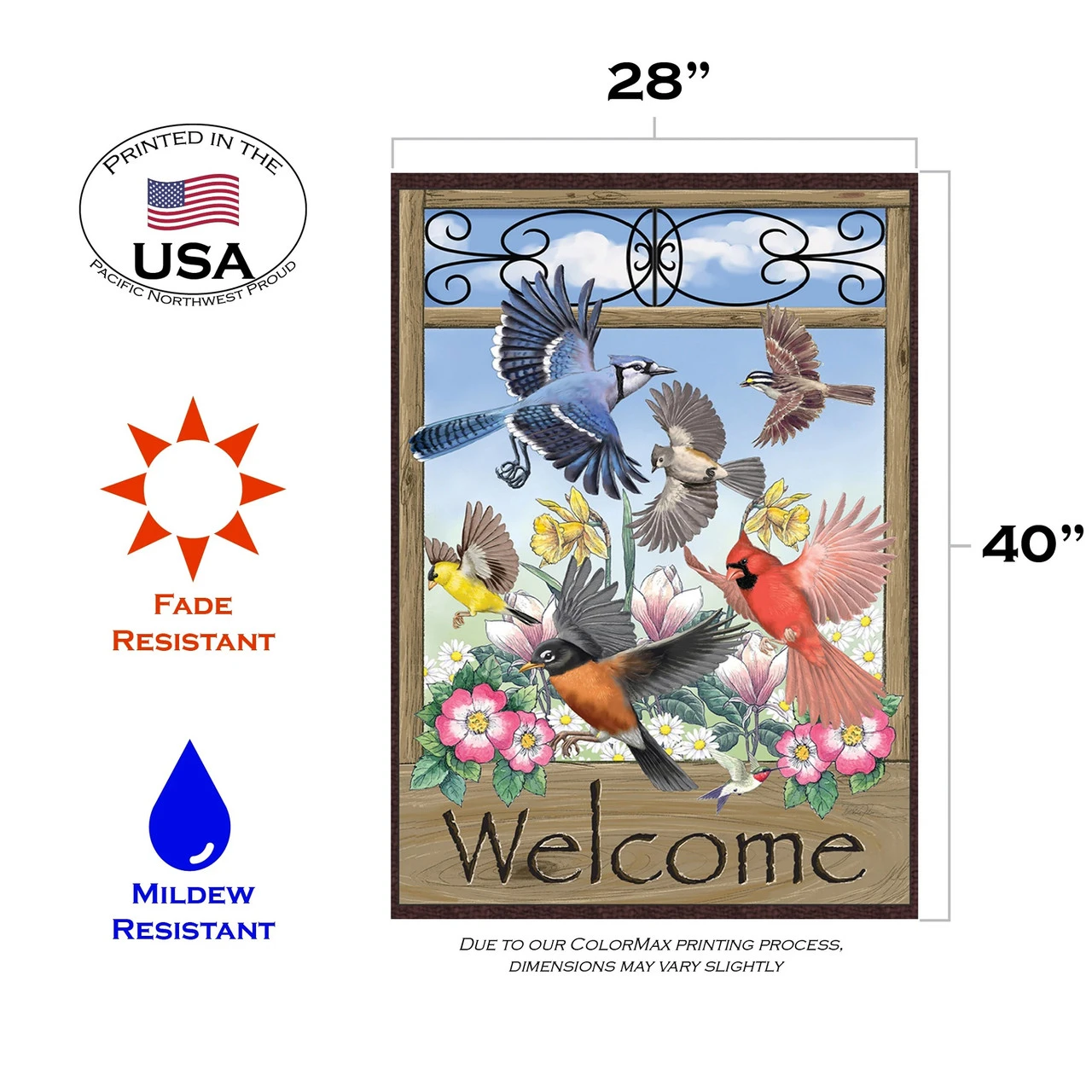 Welcome Flying Birds Outdoor House Flag 40" X 28" 3 Welcome Flying Birds Outdoor House Flag 40" X 28" - Image 3