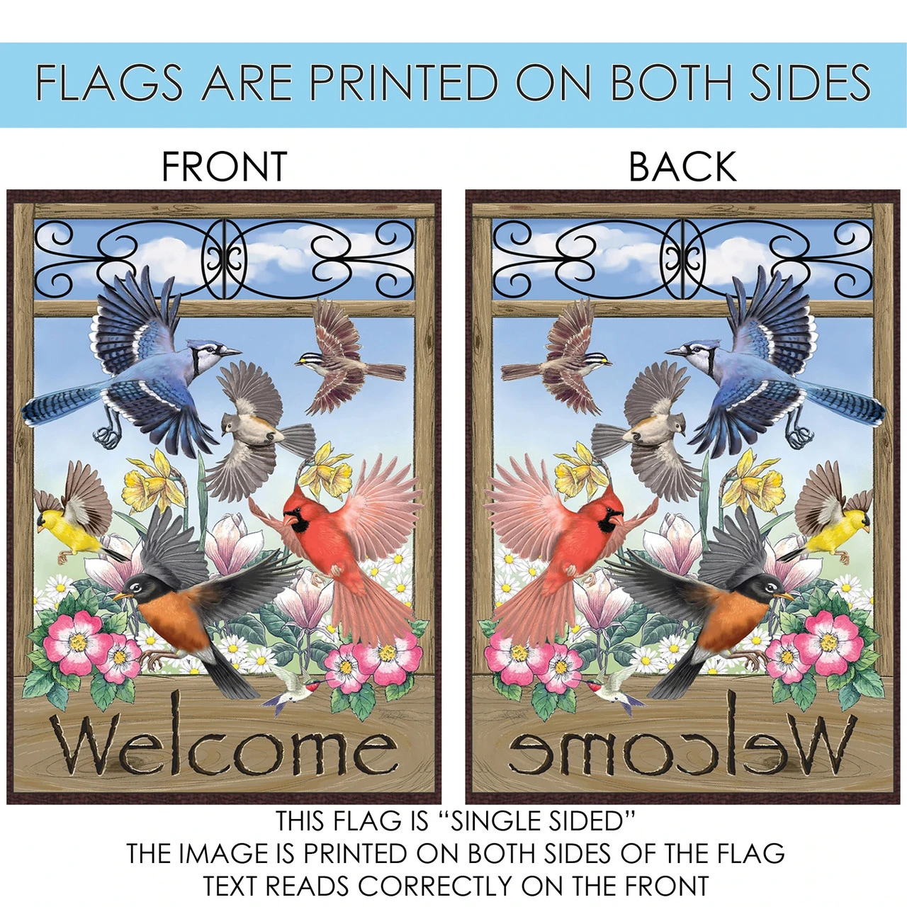 Welcome Flying Birds Outdoor House Flag 40" X 28" 4 Welcome Flying Birds Outdoor House Flag 40" X 28" - Image 4