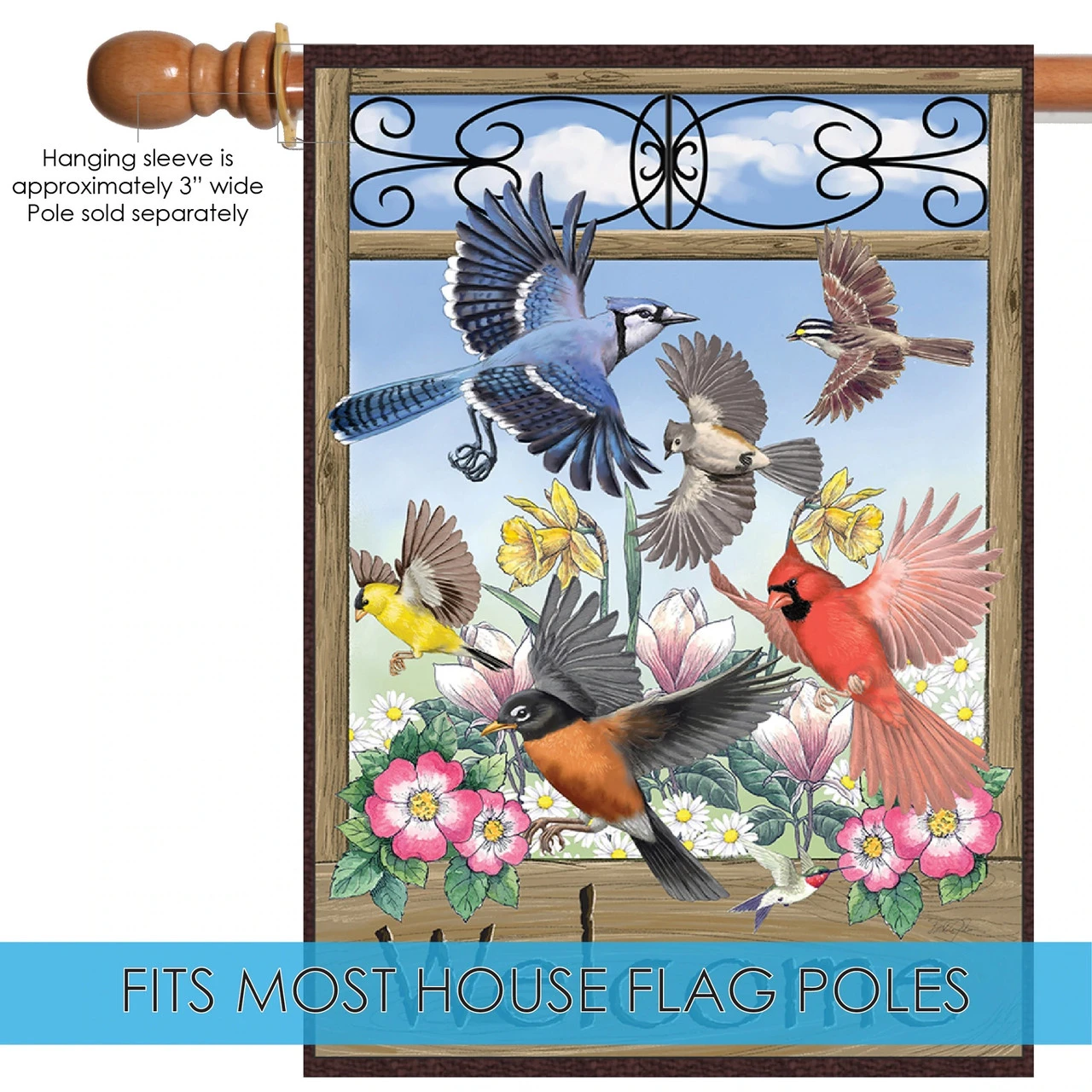 Welcome Flying Birds Outdoor House Flag 40" X 28" 5 Welcome Flying Birds Outdoor House Flag 40" X 28" - Image 5