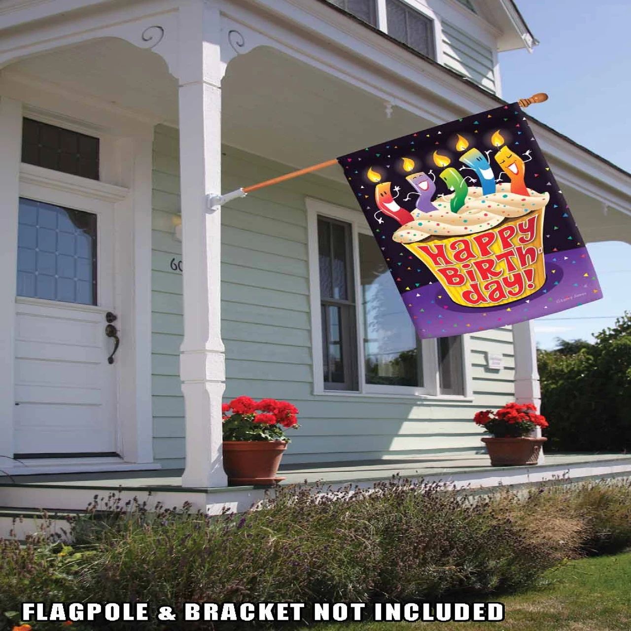 Happy Birthday Cupcake Outdoor House Flag 40" X 28" 2 Happy Birthday Cupcake Outdoor House Flag 40" X 28" - Image 2