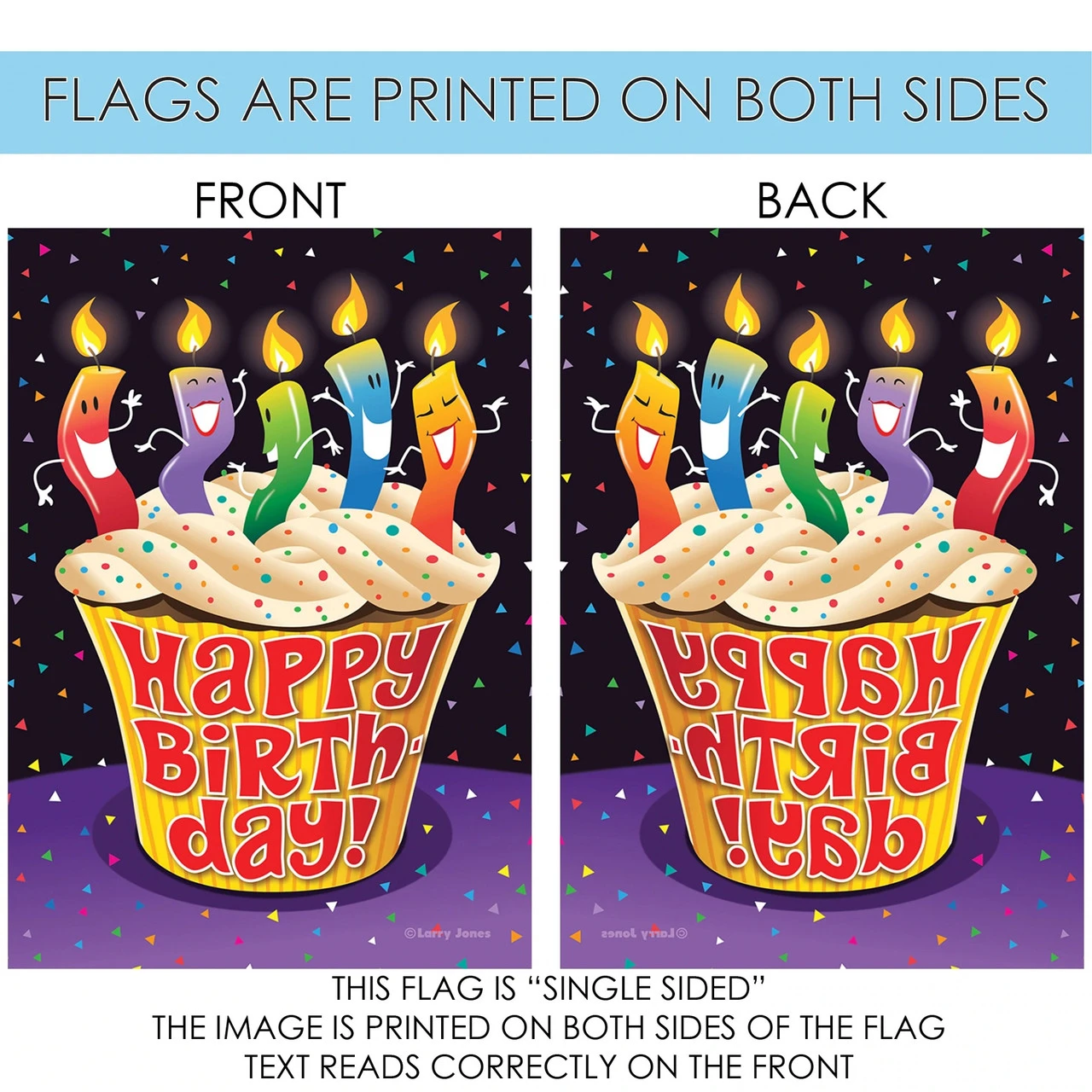 Happy Birthday Cupcake Outdoor House Flag 40" X 28" 4 Happy Birthday Cupcake Outdoor House Flag 40" X 28" - Image 4