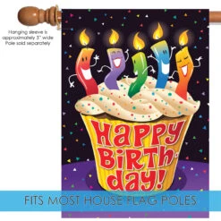 Happy Birthday Cupcake Outdoor House Flag 40" X 28" 9 Happy Birthday Cupcake Outdoor House Flag 40" X 28" -PatioVibe Shop 109810 5 80093.1682374856