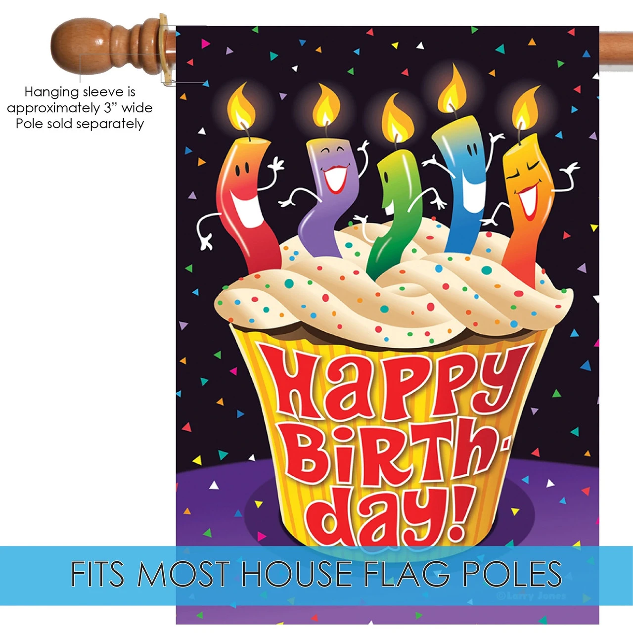 Happy Birthday Cupcake Outdoor House Flag 40" X 28" 5 Happy Birthday Cupcake Outdoor House Flag 40" X 28" - Image 5