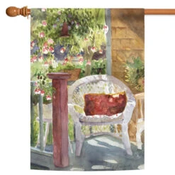 Watercolor Wicker Outdoor House Flag 40" X 28"