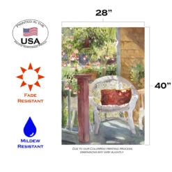 Watercolor Wicker Outdoor House Flag 40" X 28" -PatioVibe Shop 109843203 63549.1682374803