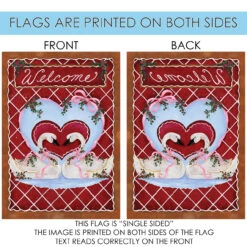 Sweet Swan Welcome Valentines Outdoor House Flag 40" X 28" -PatioVibe Shop 109847204 60145.1682374752