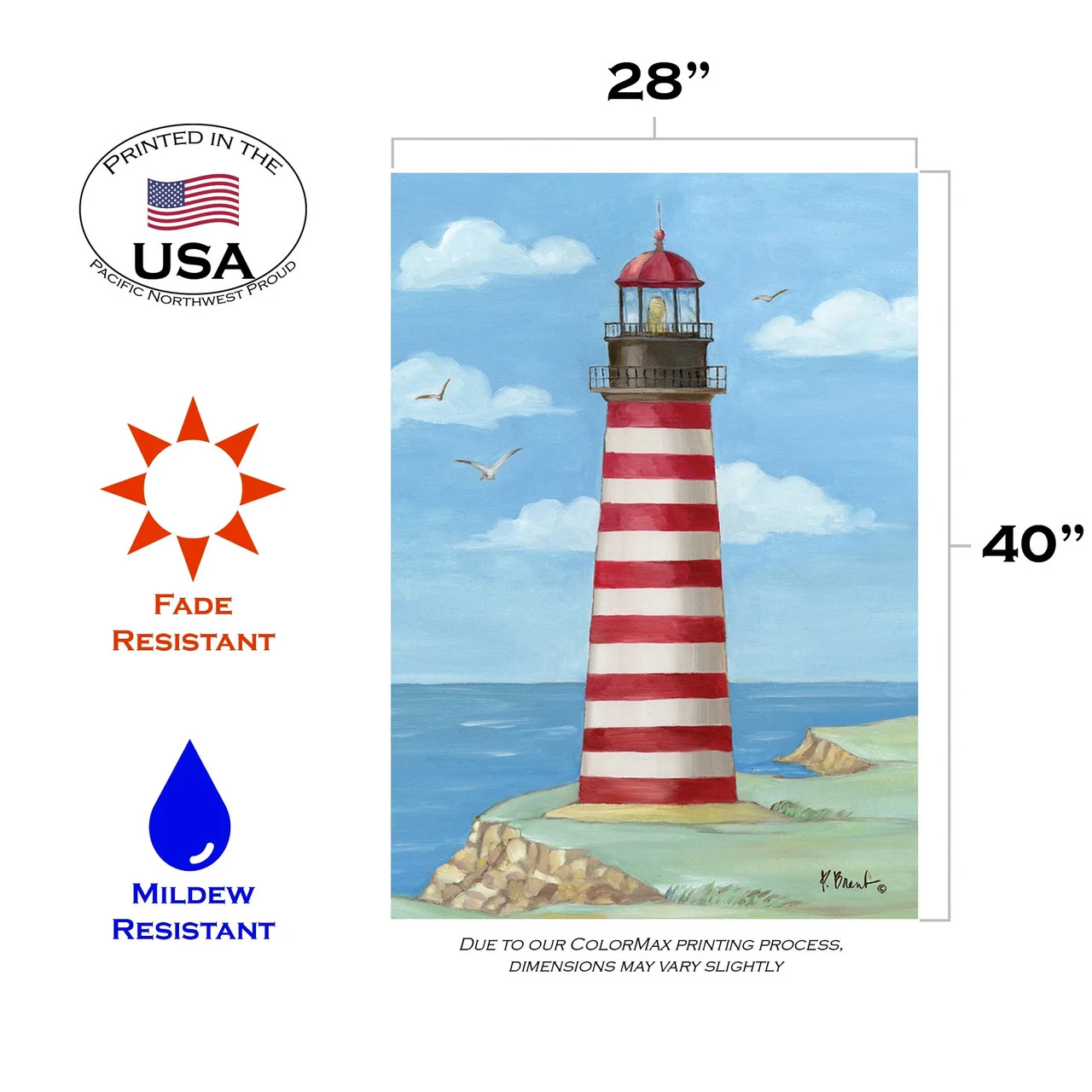 West Quoddy Head Lighthouse Outdoor House Flag 40" X 28" 3 West Quoddy Head Lighthouse Outdoor House Flag 40" X 28" - Image 3