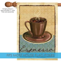 Espresso Stamp Outdoor House Flag 40" X 28" -PatioVibe Shop 109860205 54365.1682374736
