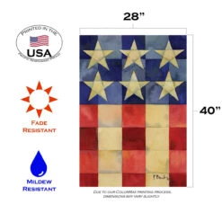 Stars And Stripes On Squares Patriotic Outdoor House Flag 40" X 28" -PatioVibe Shop 109863203 41012.1682374724