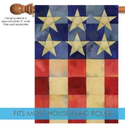 Stars And Stripes On Squares Patriotic Outdoor House Flag 40" X 28" -PatioVibe Shop 109863205 26315.1682374725