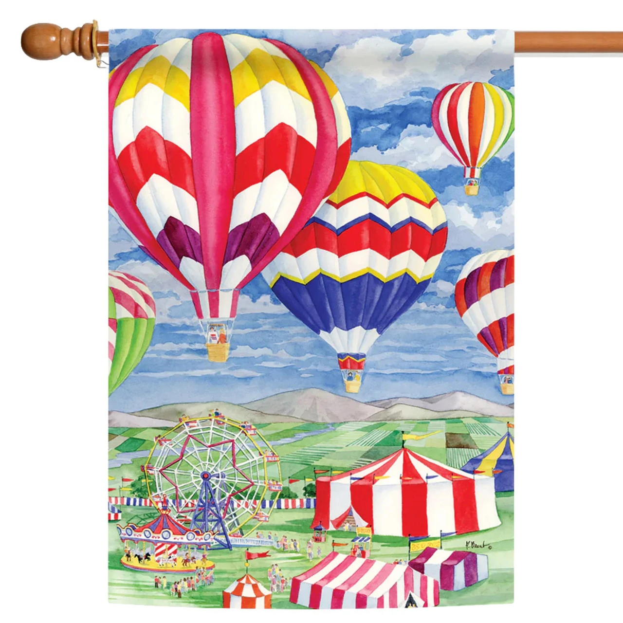 Fair Balloons Outdoor House Flag 40" X 28" 1 Fair Balloons Outdoor House Flag 40" X 28"