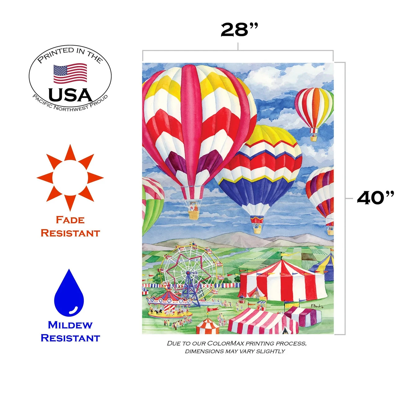 Fair Balloons Outdoor House Flag 40" X 28" 3 Fair Balloons Outdoor House Flag 40" X 28" - Image 3