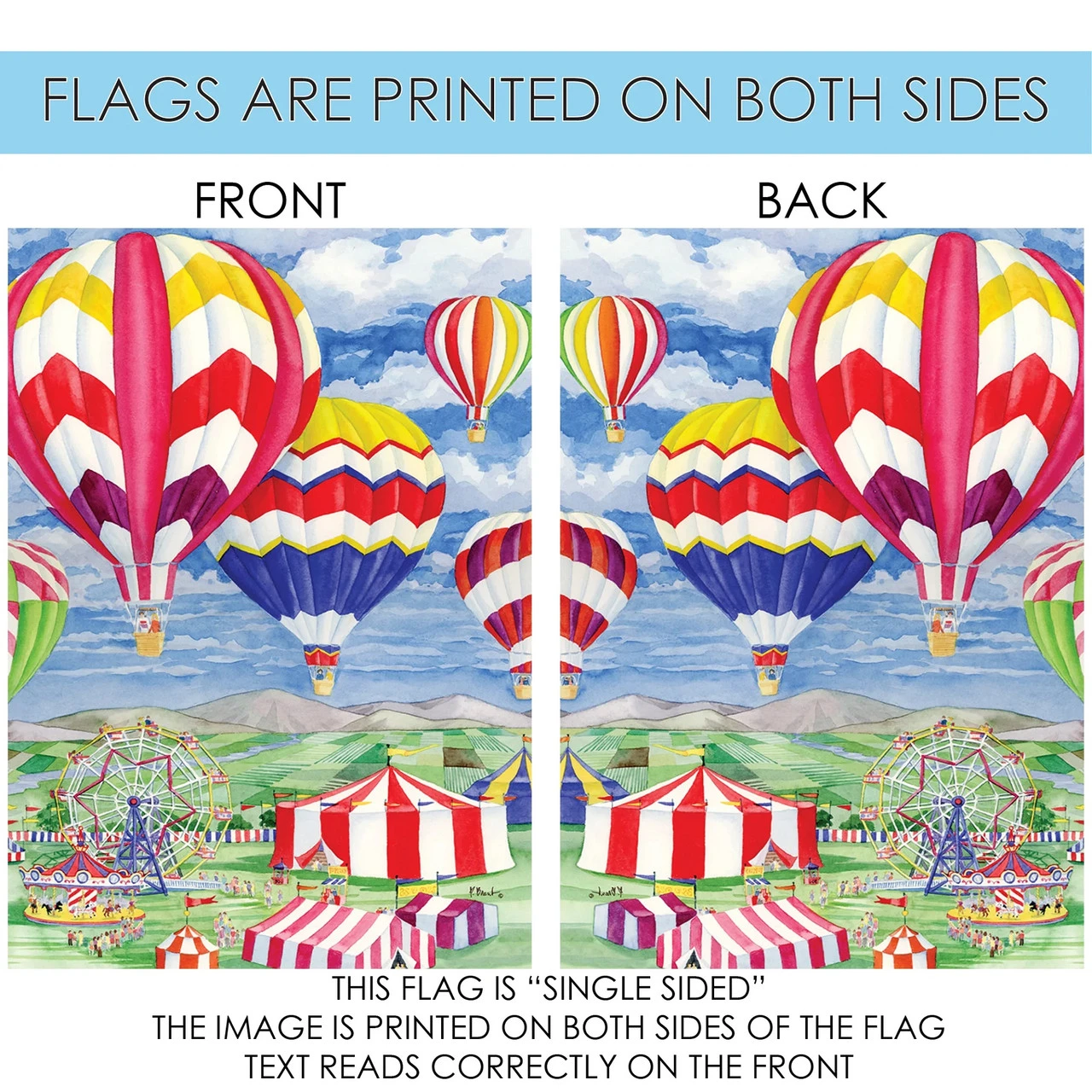 Fair Balloons Outdoor House Flag 40" X 28" 4 Fair Balloons Outdoor House Flag 40" X 28" - Image 4