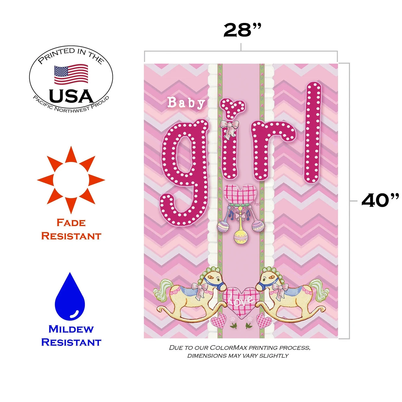 It's A Baby Girl Outdoor House Flag 40" X 28" 3 It's A Baby Girl Outdoor House Flag 40" X 28" - Image 3