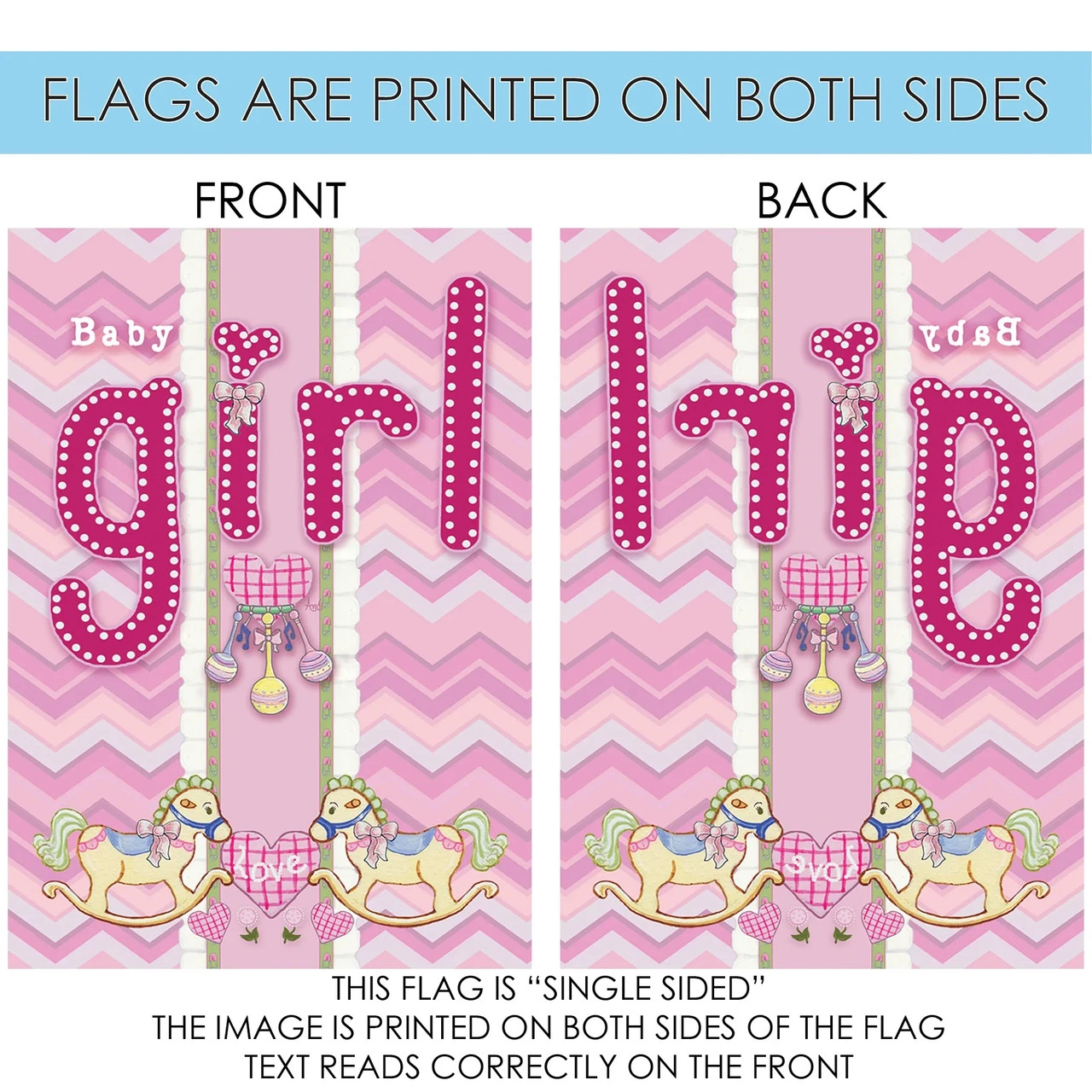It's A Baby Girl Outdoor House Flag 40" X 28" 4 It's A Baby Girl Outdoor House Flag 40" X 28" - Image 4