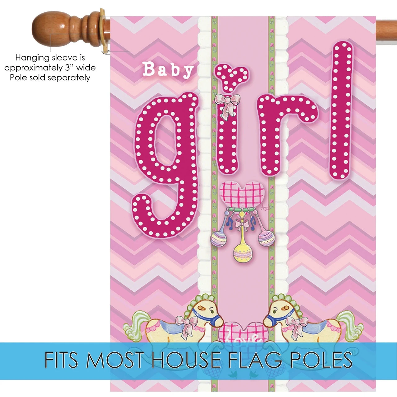 It's A Baby Girl Outdoor House Flag 40" X 28" 5 It's A Baby Girl Outdoor House Flag 40" X 28" - Image 5