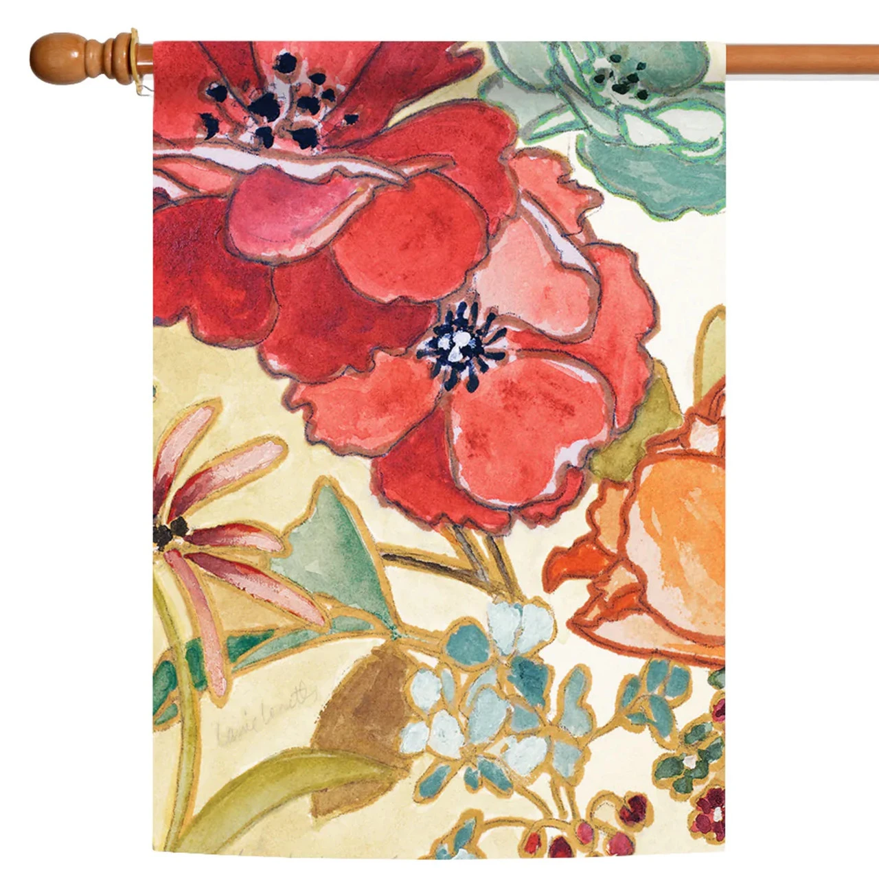 Watercolor Bouquet Outdoor House Flag 40" X 28" 1 Watercolor Bouquet Outdoor House Flag 40" X 28"