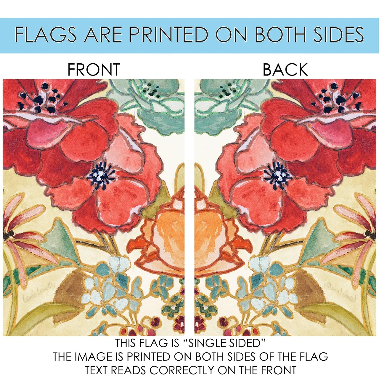 Watercolor Bouquet Outdoor House Flag 40" X 28" 4 Watercolor Bouquet Outdoor House Flag 40" X 28" - Image 4