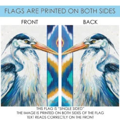 Hand Painted Heron Outdoor House Flag 40" X 28" 8 Hand Painted Heron Outdoor House Flag 40" X 28" -PatioVibe Shop 109875204 10730.1682374786