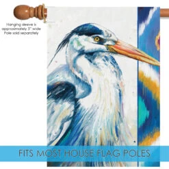 Hand Painted Heron Outdoor House Flag 40" X 28" 9 Hand Painted Heron Outdoor House Flag 40" X 28" -PatioVibe Shop 109875205 28600.1682374786