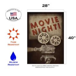 Movie Night Outdoor House Flag 40" X 28" 7 Movie Night Outdoor House Flag 40" X 28" -PatioVibe Shop 109880 3 04824.1682374765
