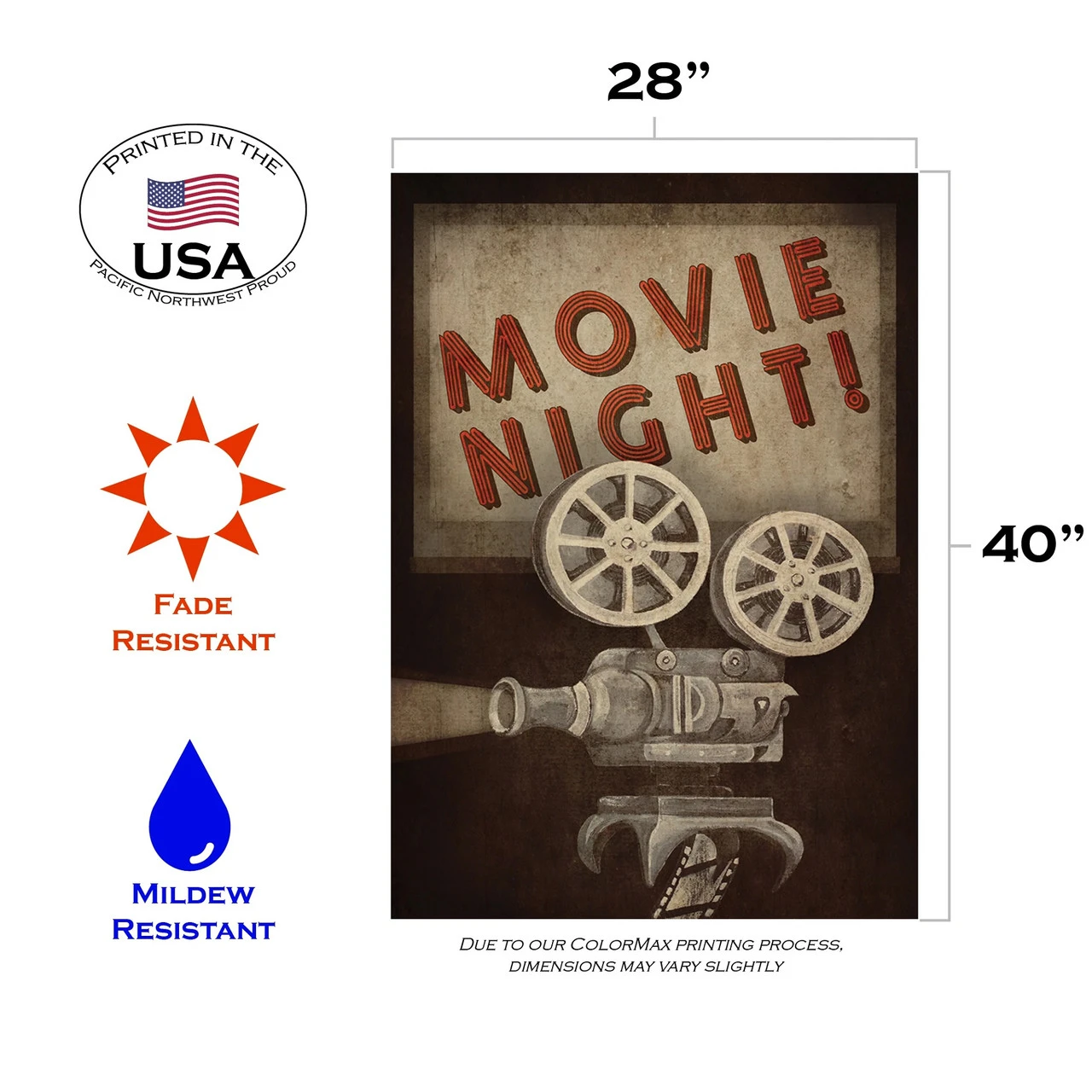Movie Night Outdoor House Flag 40" X 28" 3 Movie Night Outdoor House Flag 40" X 28" - Image 3
