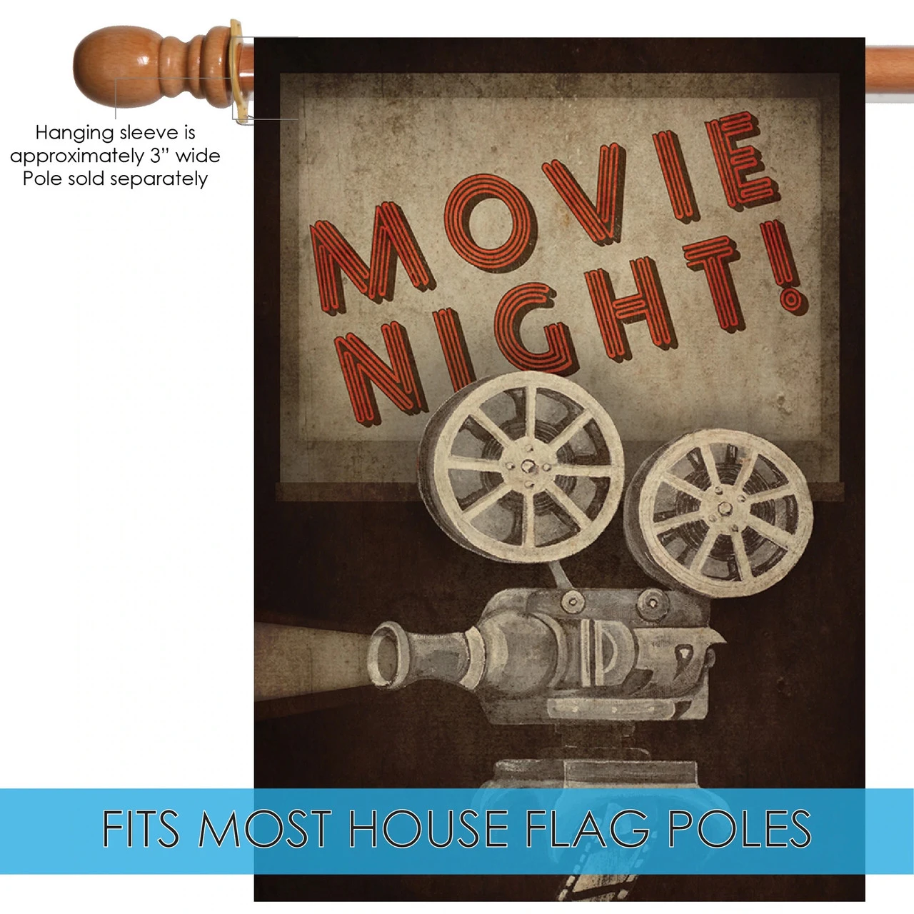 Movie Night Outdoor House Flag 40" X 28" 5 Movie Night Outdoor House Flag 40" X 28" - Image 5
