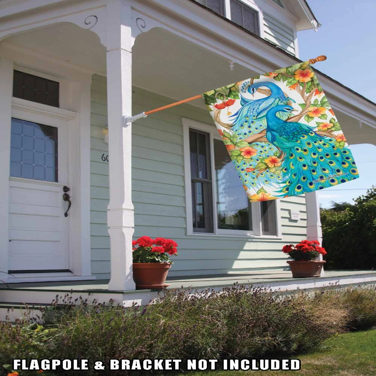 Precious Peacocks Outdoor House Flag 40" X 28" 2 Precious Peacocks Outdoor House Flag 40" X 28" - Image 2