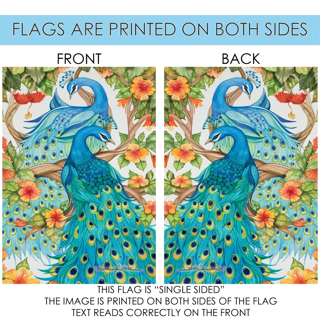 Precious Peacocks Outdoor House Flag 40" X 28" 4 Precious Peacocks Outdoor House Flag 40" X 28" - Image 4
