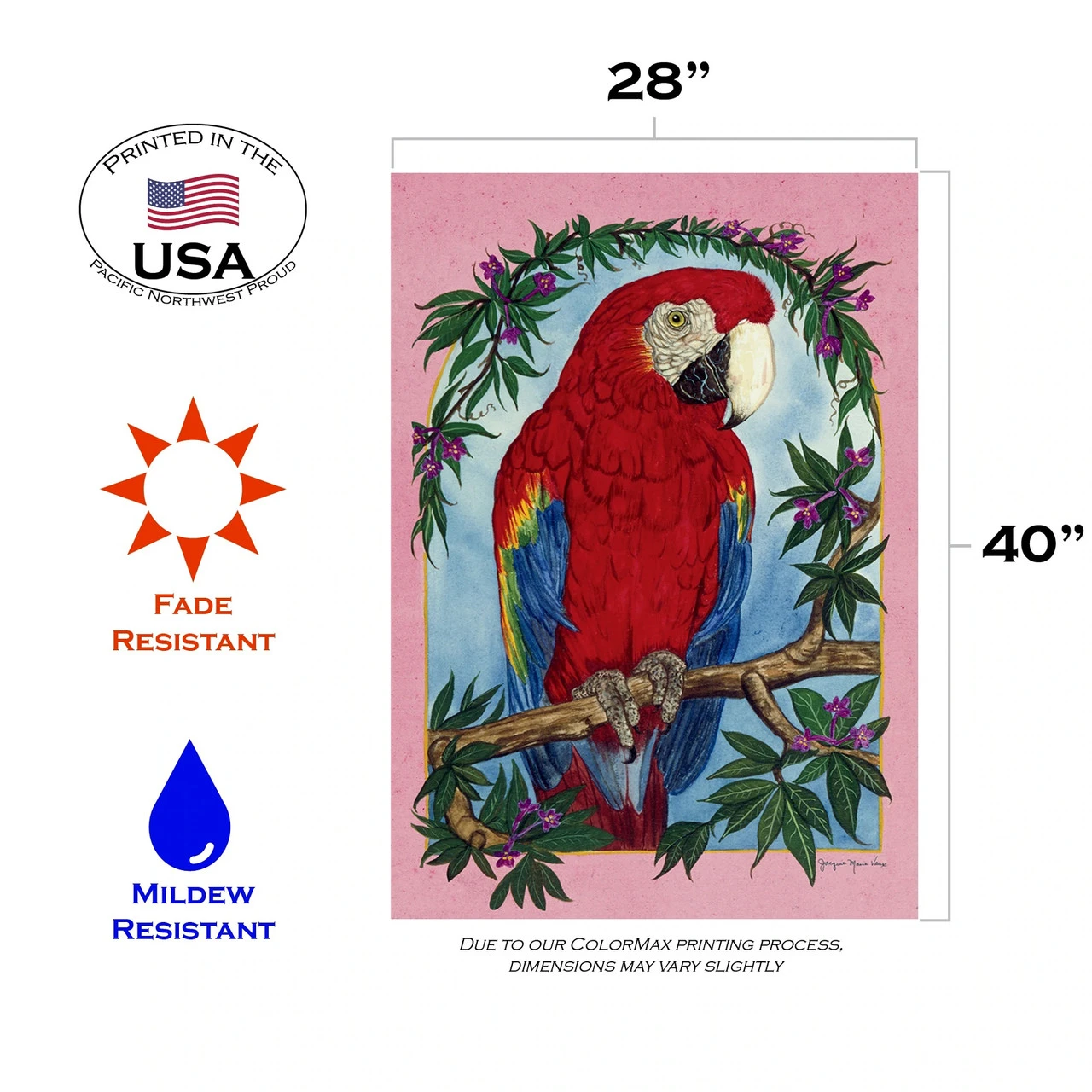 Parrot Perch Outdoor House Flag 40" X 28" 3 Parrot Perch Outdoor House Flag 40" X 28" - Image 3