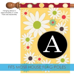 Floral Monogram A Outdoor House Flag 40" X 28" -PatioVibe Shop 109896 5 71116.1682374698