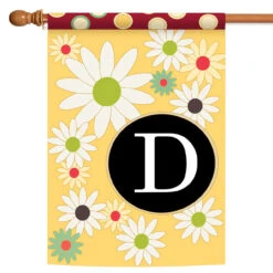 Floral Monogram D Outdoor House Flag 40" X 28"