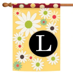 Floral Monogram Letter L Outdoor House Flag 40" X 28"