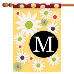 Floral Monogram Letter M Outdoor House Flag 40" X 28"