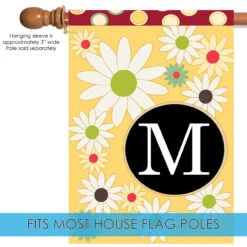 Floral Monogram Letter M Outdoor House Flag 40" X 28" -PatioVibe Shop 109908 5 24597.1682374658
