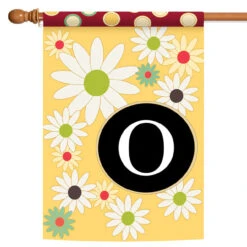 Floral Monogram Letter O Outdoor House Flag 40" X 28"